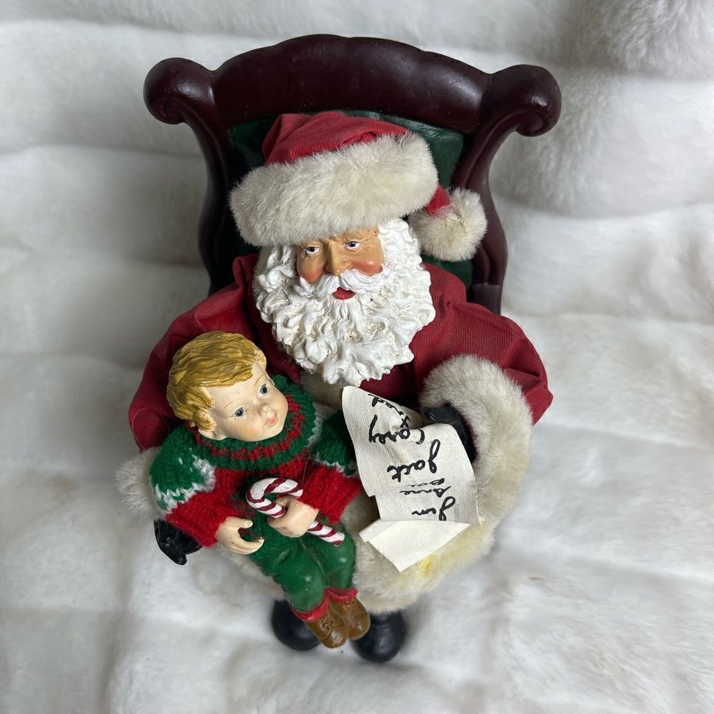 Kirkland Signature Santa & boy Ceramic figurines with paper marché costume - Picture 7 of 11